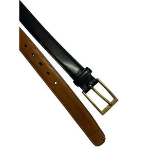 Brooks Brothers Leather Belt Mens Size 36 Black Brass Buckle USA Made